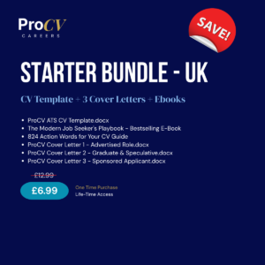 ProCV Starter Bundle 2026 - ATS CV Template + 3 Cover Letters + 2 E-Books